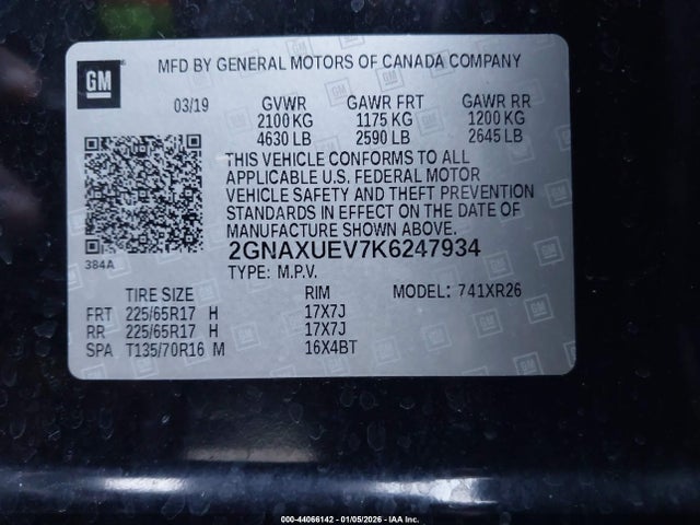 Chevrolet EQUINOX LT 2019 2GNAXUEV7K6247934 Image 9