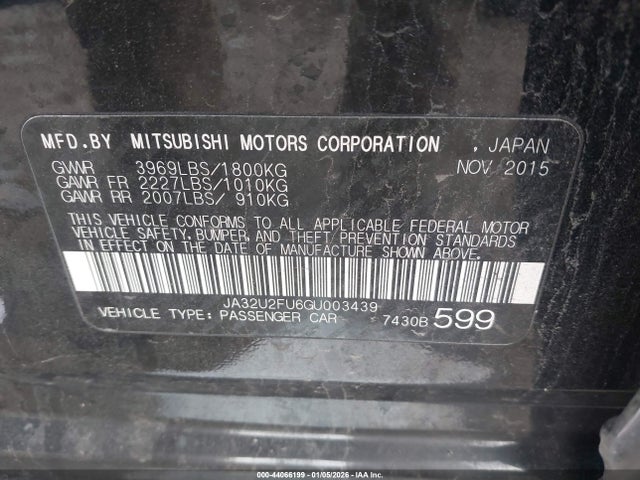 2016 MITSUBISHI LANCER JA32U2FU6GU003439 Photo 8