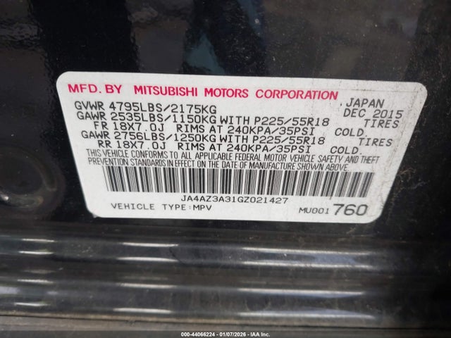 2016 MITSUBISHI OUTLANDER JA4AZ3A31GZ021427 Photo 8