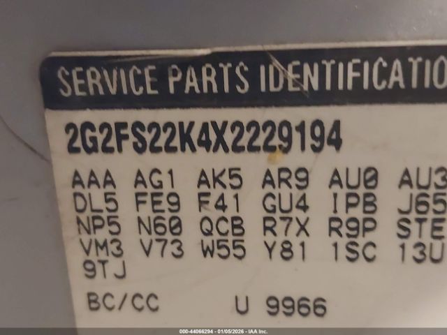 1999 PONTIAC FIREBIRD 2G2FS22K4X2229194 Photo 8