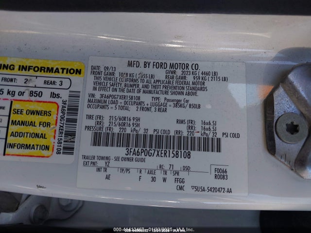 3FA6P0G7XER158108 Ford FUSION S