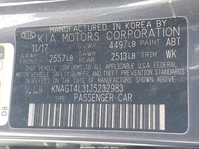 2018 KIA OPTIMA KNAGT4L31J5232983 Photo 8