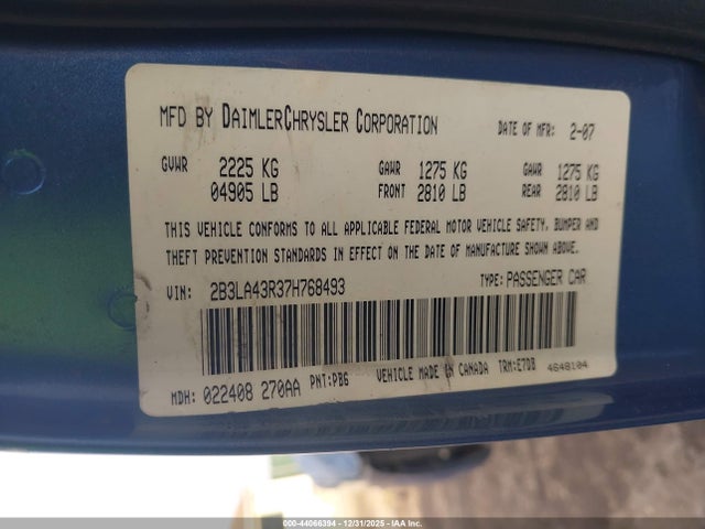 2007 DODGE CHARGER 2B3LA43R37H768493 Photo 8