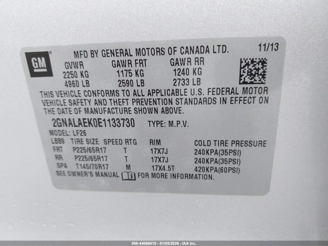 2GNALAEK0E1133730 Chevrolet EQUINOX LS