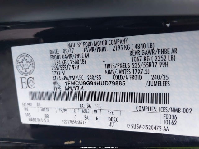 2017 FORD ESCAPE 1FMCU9G94HUD79885 Photo 8