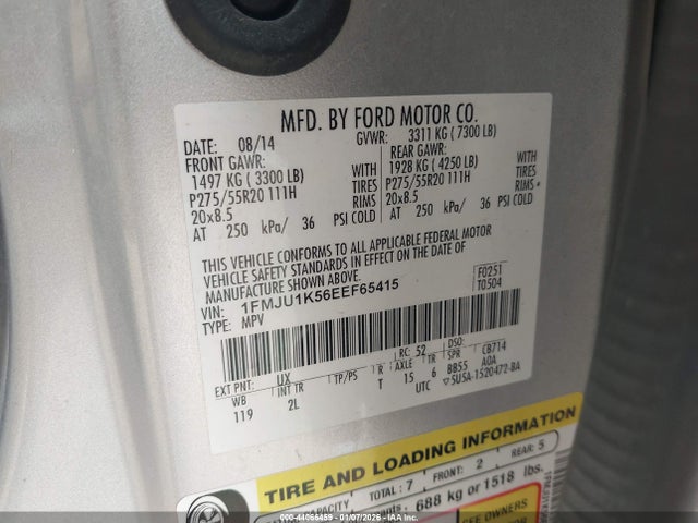44066459 :رقم المزاد ، 1FMJU1K56EEF65415 vin ، 2014 Ford Expedition Limited مزاد بيع