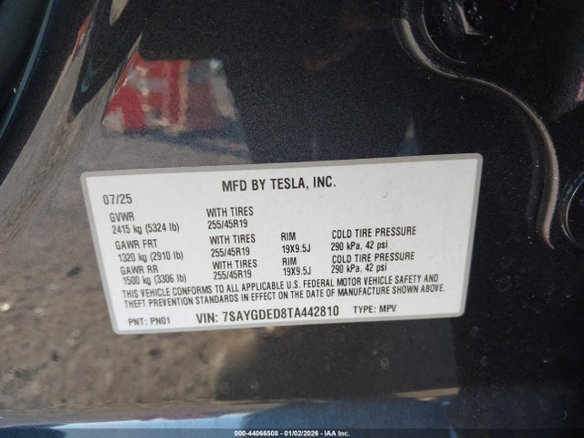 2026 TESLA MODEL Y 7SAYGDED8TA442810 Photo 8