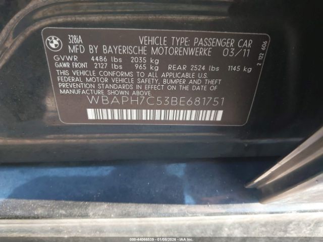 2011 BMW 328I WBAPH7C53BE681751 Photo 8