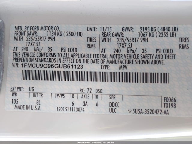 1FMCU9G96GUB61123 Ford ESCAPE SE
