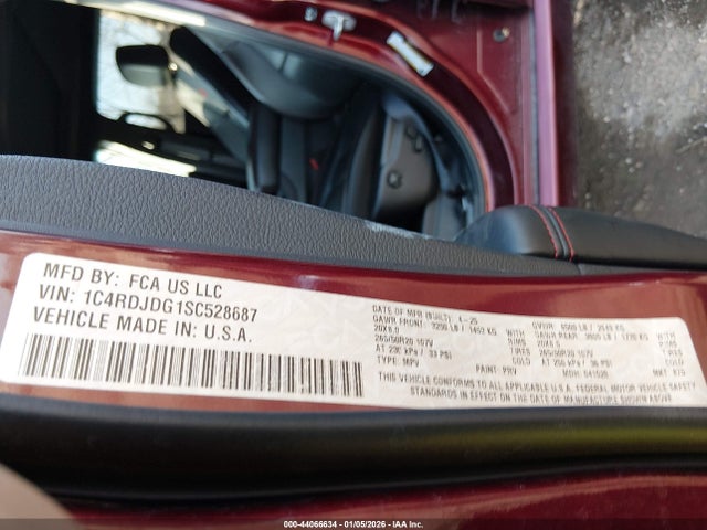 Auction sale of the 2025 Dodge Durango Gt Plus Awd, vin: 1C4RDJDG1SC528687, lot number: 44066634