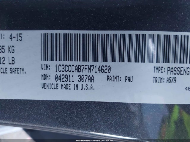 2015 Chrysler 200 Limited მანქანა იყიდება აუქციონზე, vin: 1C3CCCAB7FN714620, აუქციონის ნომერი: 44066648