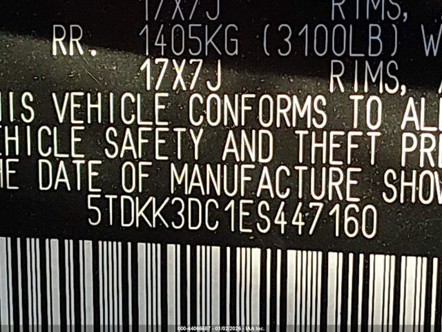 2014 Toyota Sienna Le V6 8 Passenger მანქანა იყიდება აუქციონზე, vin: 5TDKK3DC1ES447160, აუქციონის ნომერი: 44066687