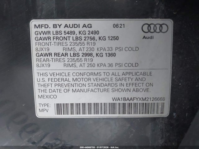 2021 AUDI Q5 WA1BAAFYXM2126668 Photo 8