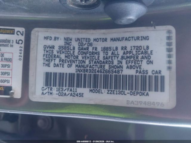 2006 TOYOTA COROLLA 1NXBR32E46Z665487 Photo 8