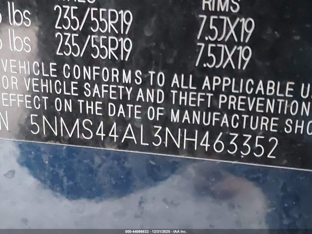 Hyundai Santa Fe Limited 2022 5NMS44AL3NH463352 Image 9