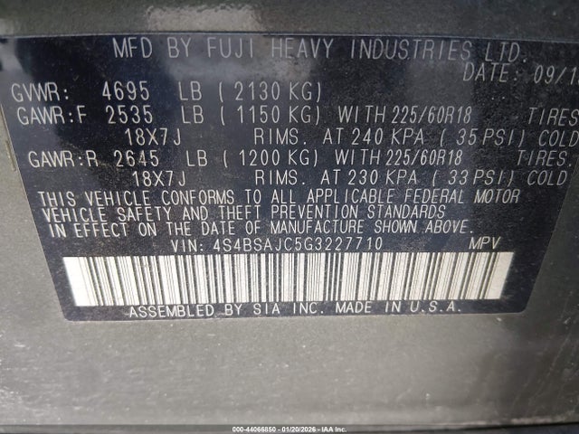 Продаж на аукціоні авто 2016 Subaru Outback 2.5i Limited, vin: 4S4BSAJC5G3227710, номер лоту: 44066850