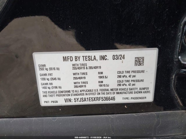 2024 TESLA MODEL S 5YJSA1E5XRF536646 Photo 8