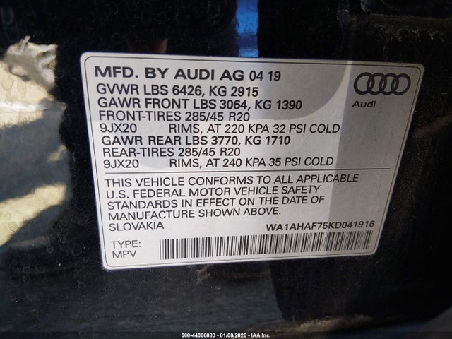 WA1AHAF75KD041916 Audi Q7 45 Premium