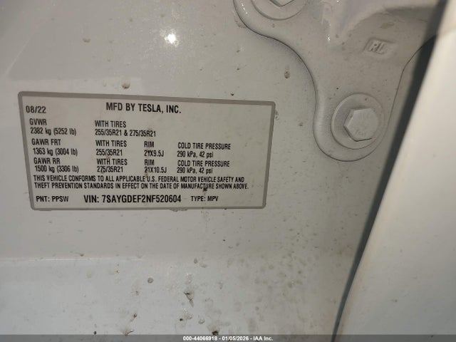 2022 TESLA MODEL Y 7SAYGDEF2NF520604 Photo 8