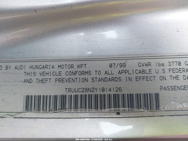 2000 AUDI TT TRUUC28N2Y1014126 Photo 8