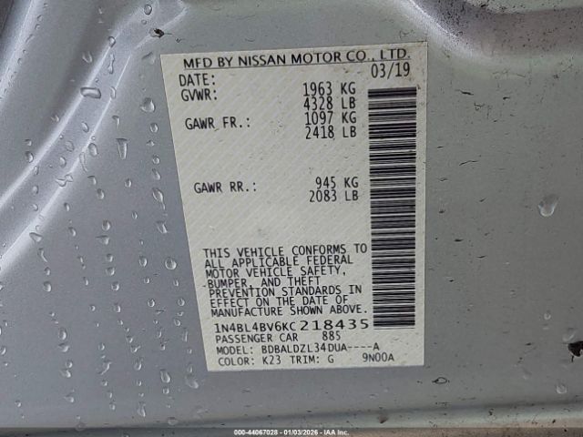 2019 NISSAN ALTIMA 1N4BL4BV6KC218435 Photo 8
