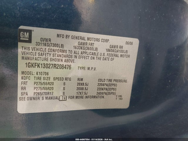 2007 GMC YUKON 1GKFK13027R208476 Photo 8