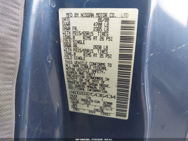 2000 NISSAN FRONTIER 1N6DD26S6YC436434 Photo 8