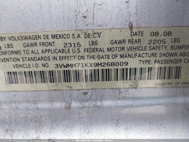 2009 VOLKSWAGEN JETTA 3VWMM71KX9M268009 Photo 8