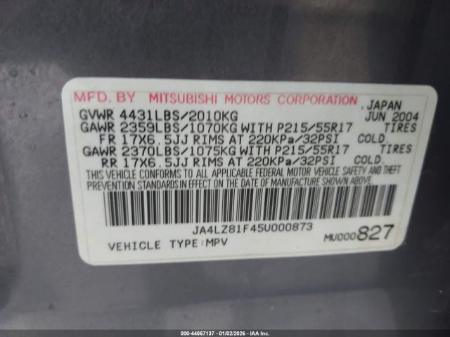 2005 MITSUBISHI OUTLANDER JA4LZ81F45U000873 Photo 8