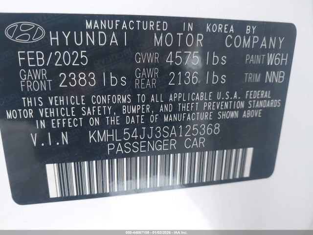 Продаж на аукціоні авто 2025 Hyundai Sonata Hybrid Limited, vin: KMHL54JJ3SA125368, номер лоту: 44067159