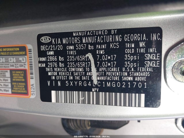 2021 KIA SORENTO 5XYRG4LC1MG021701 Photo 8