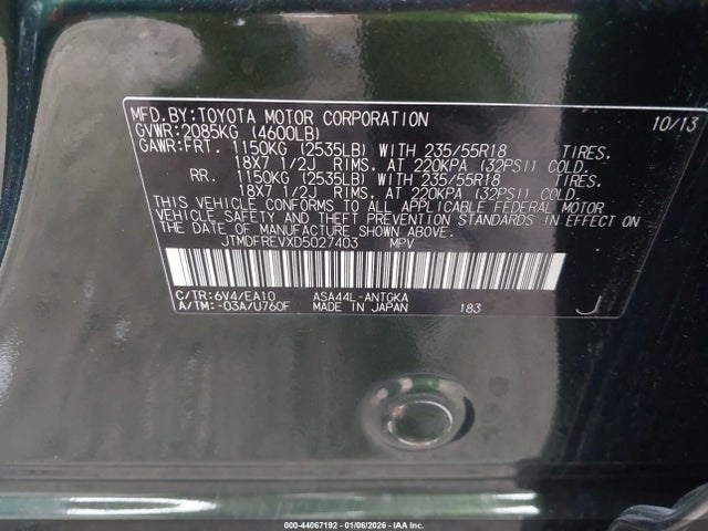 2013 TOYOTA RAV4 JTMDFREVXD5027403 Photo 8
