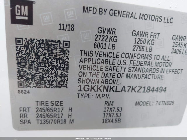 2019 GMC ACADIA 1GKKNKLA7KZ184494 Photo 8