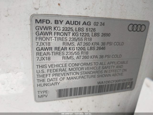 2024 AUDI Q3 WA1DECF30R1097238 Photo 8