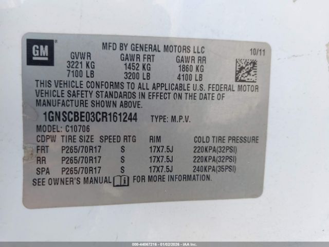2012 CHEVROLET TAHOE 1GNSCBE03CR161244 Photo 8