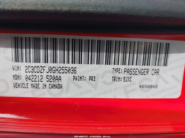 2C3CDZFJ0GH255036 Dodge Challenger 392 Hemi Scat Pack Shaker