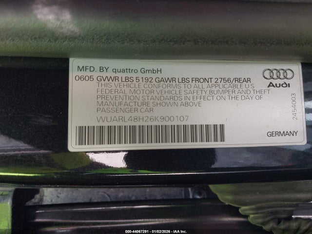 2006 AUDI S4 WUARL48H26K900107 Photo 8