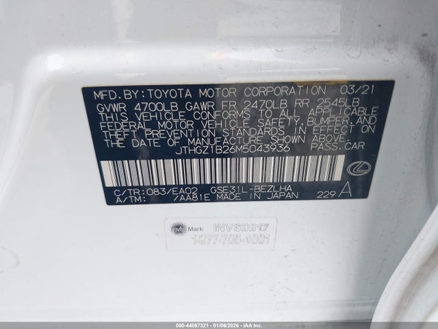 2021 LEXUS IS 350 JTHGZ1B26M5043936 Photo 8