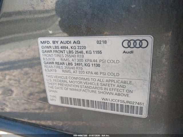 2018 AUDI Q3 WA1JCCFS5JR027451 Photo 8