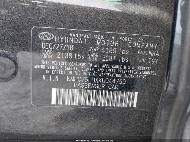 KMHC75LHXKU044750 Hyundai IONIQ ELECTRIC