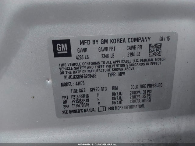 2015 BUICK ENCORE KL4CJCSB9FB268482 Photo 8