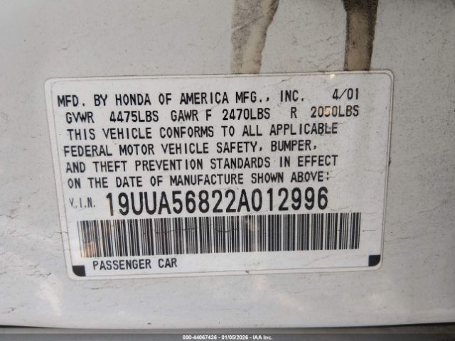 2002 ACURA 3.2TL 19UUA56822A012996 Photo 8