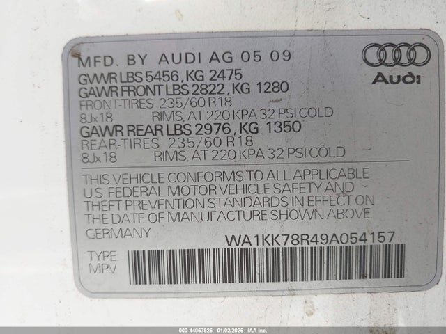 2009 AUDI Q5 WA1KK78R49A054157 Photo 8