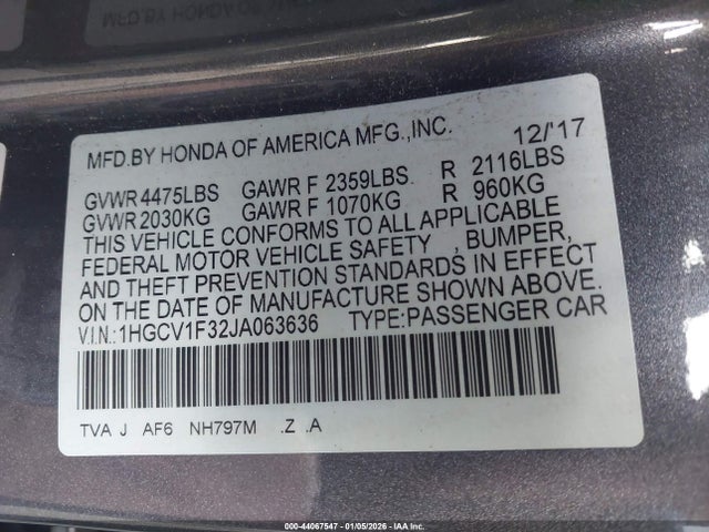 1HGCV1F32JA063636 Honda Accord Sport