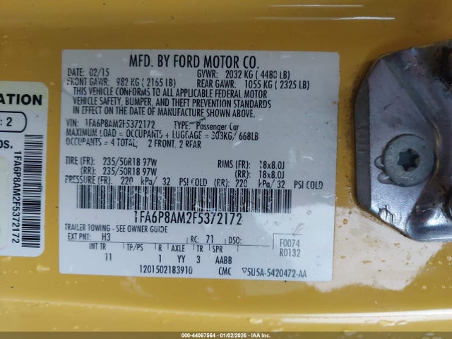 2015 FORD MUSTANG 1FA6P8AM2F5372172 Photo 8