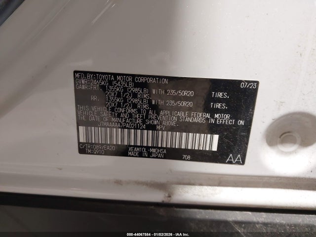 JTMAAAAA7PA021124 Toyota Bz4x Limited