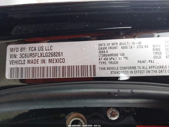 3C6UR5FLXLG268261 RAM 2500 Laramie 4x4 6&#039;4 Box