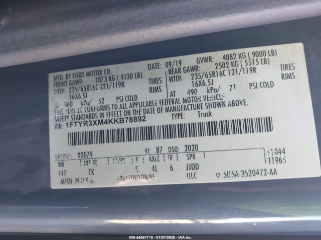 Ford Transit-250 2019 1FTYR3XM4KKB78892 Image 9