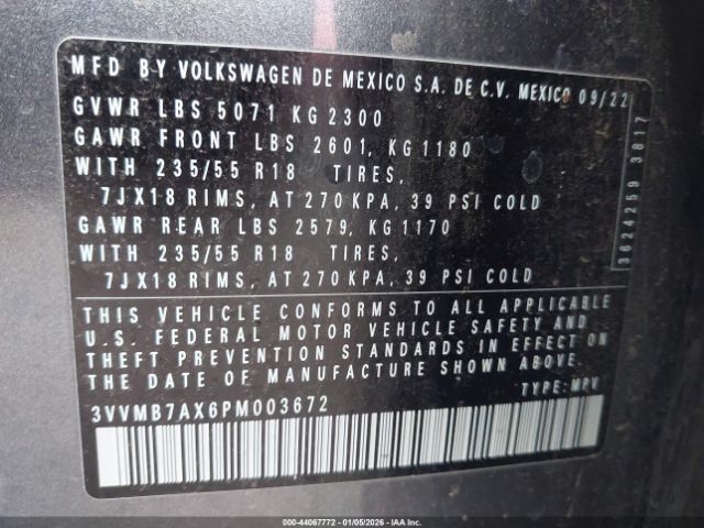 2023 VOLKSWAGEN TIGUAN 3VVMB7AX6PM003672 Photo 8