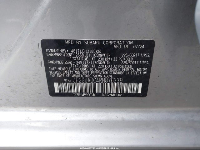 Subaru Crosstrek Premium 2024 JF2GUADC4RH876339 Image 9
